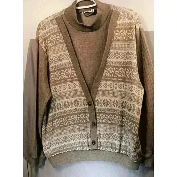 Vintage Cricket Lane Sweater Womens‎ Large Beige/Ivory 2-Layered Pullover - Picture 1 of 5
